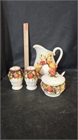 Tilso Japan Fruit Decor Salt & Pepper, Sugar Bowl,