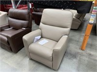 Kudos Beige Leather Reclinable Single Seat Chair
