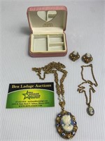 Vintage Cameo necklaces & earrings set including
