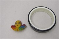 Vintage Mid Century Plastic Bracelet & Barrette