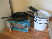 Cast Iron Skillet, Enamel Pans & Mold