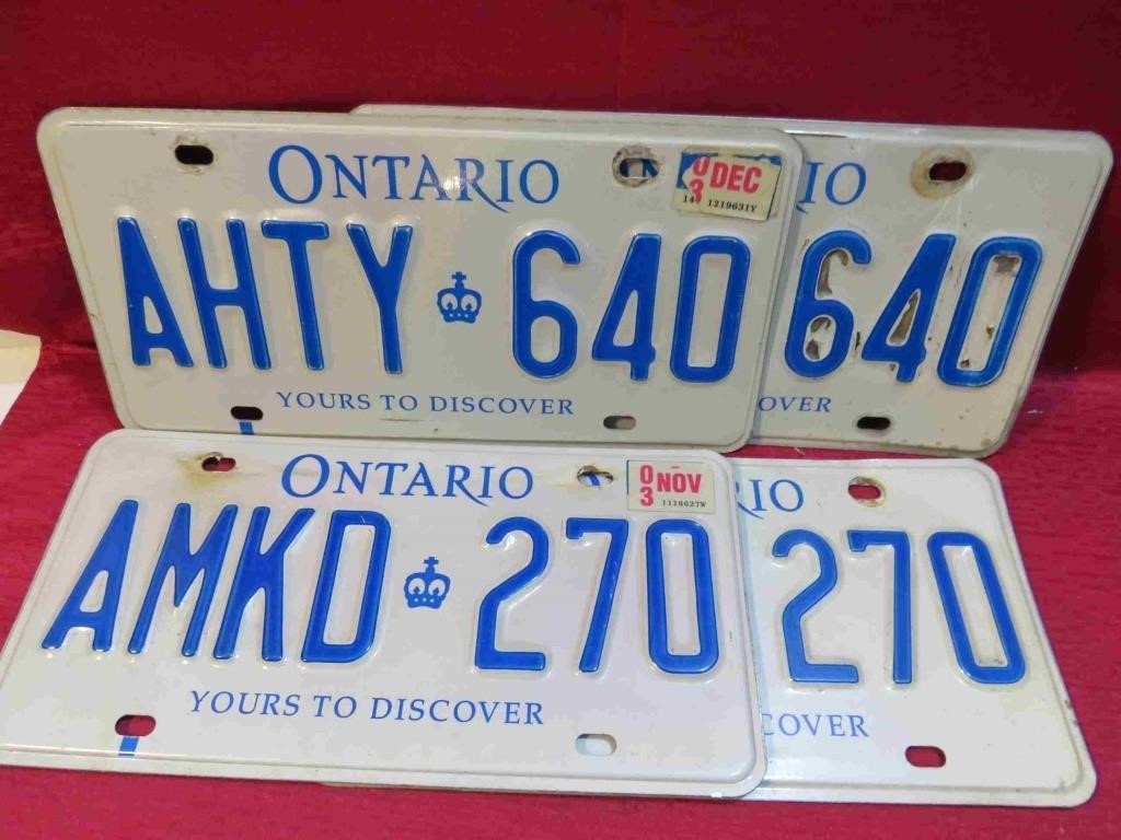 2 Sets Matching Ontario License Plates Car Tags