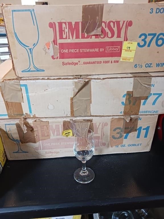 3 BOXES OF CHAMPAGNE & WINE GLASSES