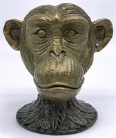 Maitland Smith Bronze Monkey Sculpture Bust