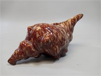 Vtg Brown Ceramic Seashell Planter Pot