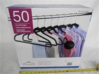 50pk Non-Slip Hangers, Black Felt Clothes Hangers