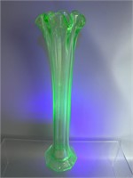 Green uranium glass vase