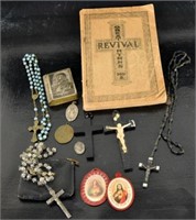 Group Of Religious Rosary's And Song Book