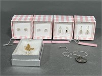 4 Pairs Sterling Silver Earrings & 2 Necklaces