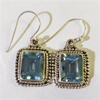 $180 Silver Blue Topaz Earrings