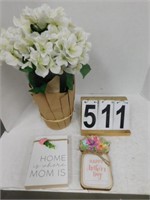 Artificial Flowers - 2 Wall Plaques (New)