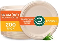 ECO SOUL 100% Compostable 10 Inch Paper Plates