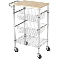 Amazon Basics 3-Tier Metal Basket Rolling Cart