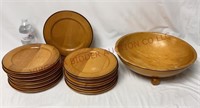 Vintage Robinhood Ware Wooden Plates & Bowl