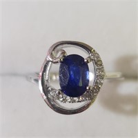 $200 Silver Rhodium Plated Sapphire(1.6ct) Ring