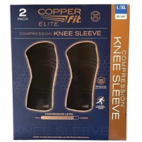 Copper Fit Knee Brace 2PK, Blk (L/XL)