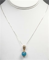Silver Jade & Blue Topaz Pendant Necklace