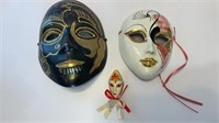 3 mask faces 
Black & Gold mask 5.5” H x 4”