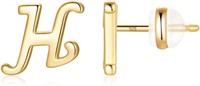 Gold-pl  Dainty Letter "h" Stud Earrings