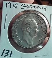 1910 Germany Saxony Friedrich August III 3 marks