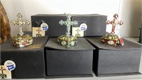 Regency Enameled Cross Trinket Boxes-New