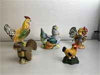 Ceramic and Iron Bird Figurines