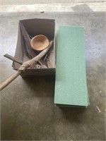 Garden tools, lantern, Walking-stick, Styrofoam