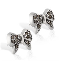 Marcasite Ribbon Bow Earrings in Sterling Silver