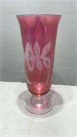 Pink flower crystal vase