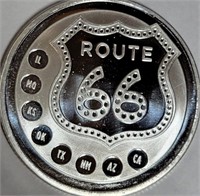 (15) - .999 ONE TROY OUNCE SILVER COIN ROUTE 66
