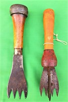 PAIR OF WOOD HANDLE ANTIQUE ICE PICK CRUSHERS