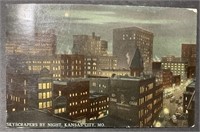 Antique Stamped Skyscrapers By Night Postcard PPC