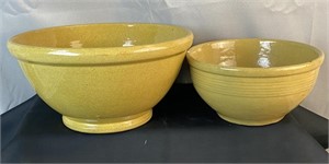 2 Yellow Crockery Mixing Bowls