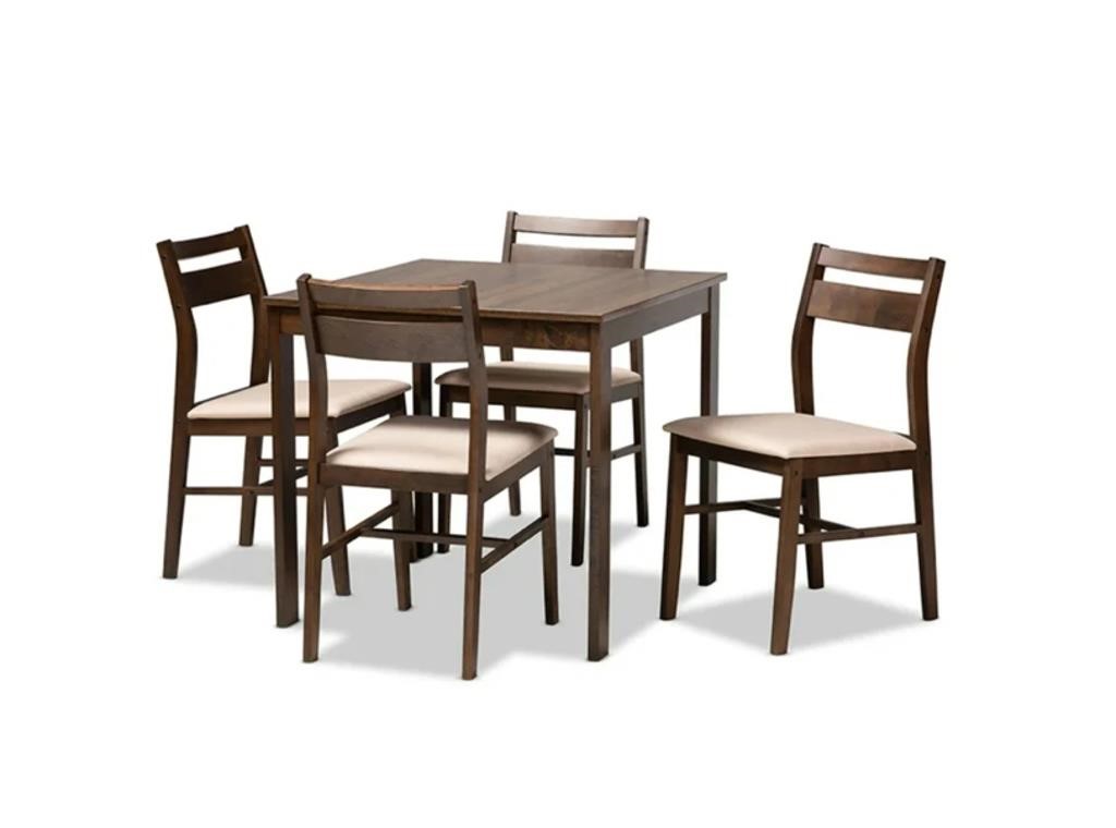 Lovy 5-Piece Wood Dining Set in Beige and Dark