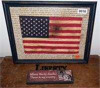 Framed Flag w/Pledge & Liberty Plaque