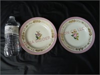 Vintage Shallow Soup Bowls w Pink Rim ~ 2