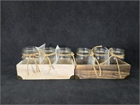 (2) New Wooden Boxes w/Jars