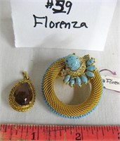 Vintage Florenza Pin and Pendant