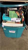 Tote of VHS and cassette tapes