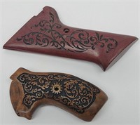 (2) Sets Classy Carved Wood Revolver Grips