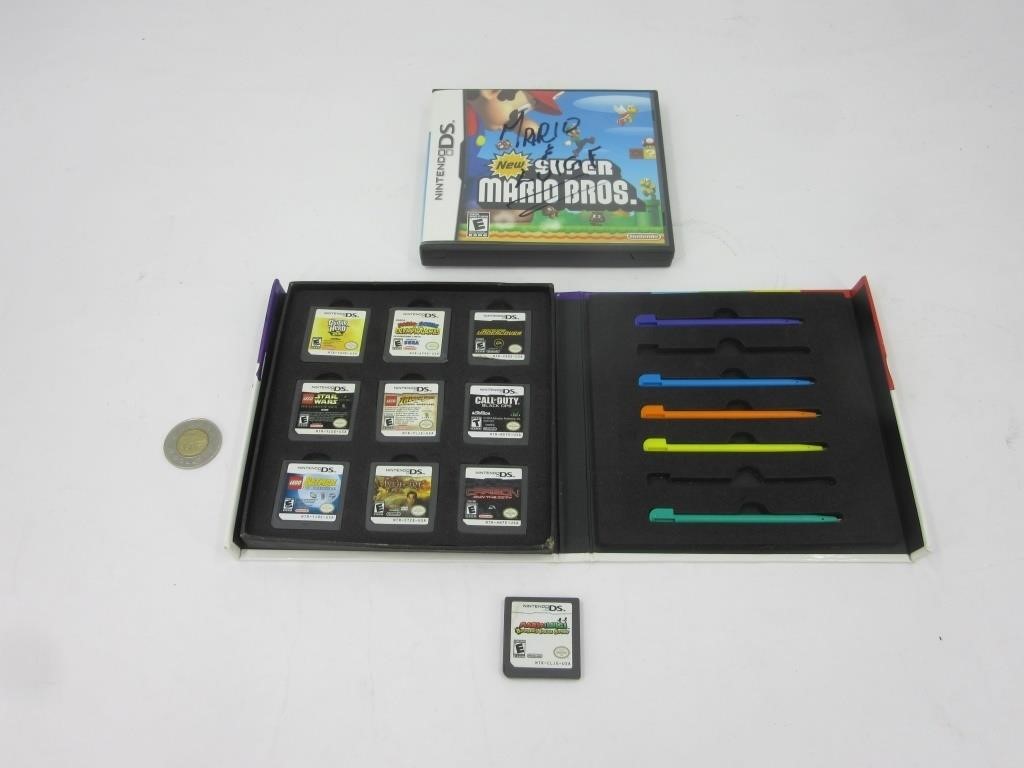 10 jeux pour Nintendo DS + case vide Super Mario