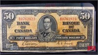 1937 Bank of Canada, $50 bill