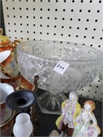 Large clear glass Compote and basket