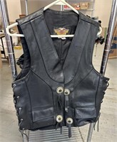 Vintage Leather Harley Davidson Vest - S