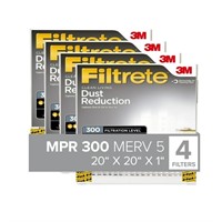 C553  Filtrete 20x20x1 Air Filter MPR 300., 4 pk