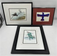 Assorted Framed Bird Art Prints