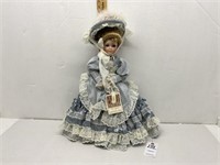 Porcelain "Adina" Doll in Blue, 22 " Tall