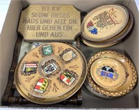 (11pc) German Wood Plates, Tray, Wall Plaques