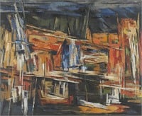 Elof Wedin Abstract Harbor Painting