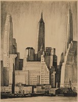 Dewey Albinson "Wall Street Center" Print 1932